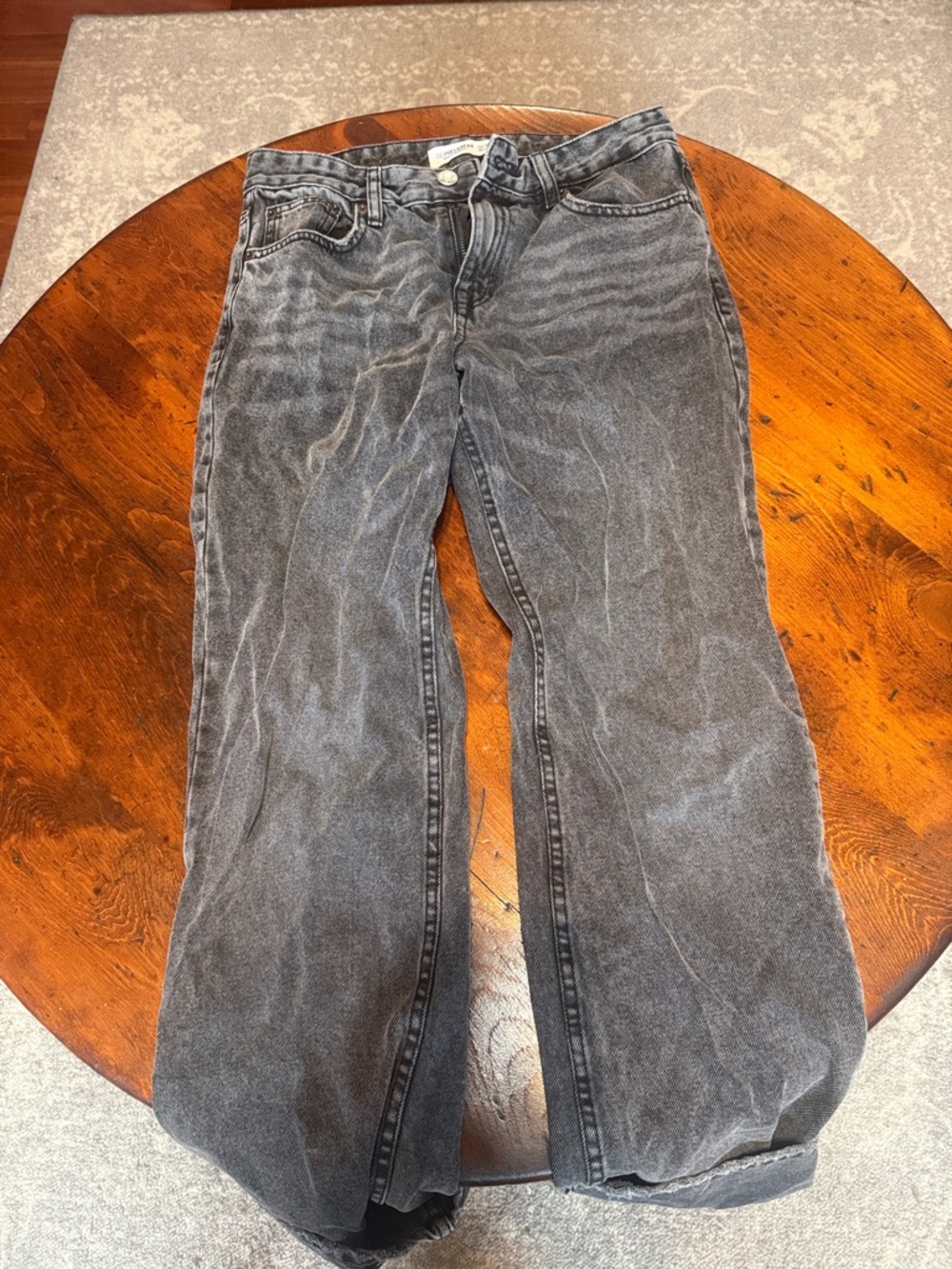 Pull&Bear Women's Straight Leg Jeans - Washed Black